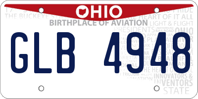 OH license plate GLB4948