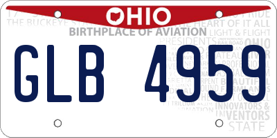 OH license plate GLB4959