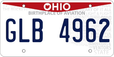OH license plate GLB4962