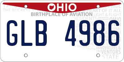 OH license plate GLB4986