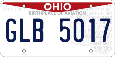 OH license plate GLB5017