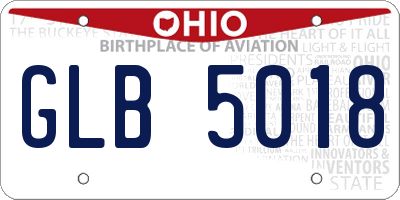 OH license plate GLB5018