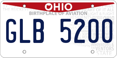 OH license plate GLB5200