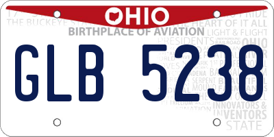 OH license plate GLB5238