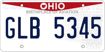 OH license plate GLB5345