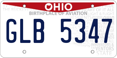 OH license plate GLB5347