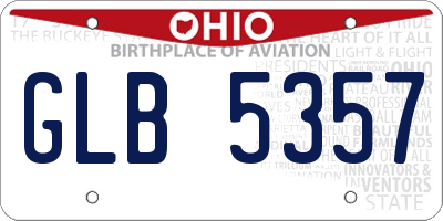 OH license plate GLB5357