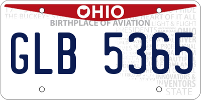 OH license plate GLB5365