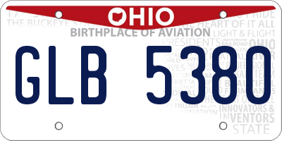 OH license plate GLB5380