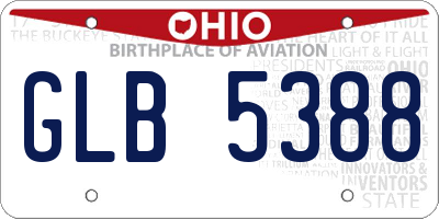 OH license plate GLB5388