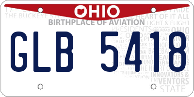 OH license plate GLB5418