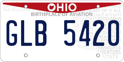 OH license plate GLB5420
