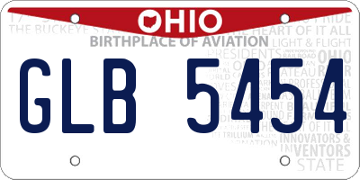 OH license plate GLB5454