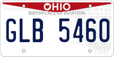 OH license plate GLB5460
