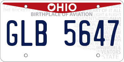 OH license plate GLB5647