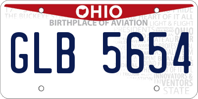 OH license plate GLB5654