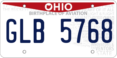 OH license plate GLB5768