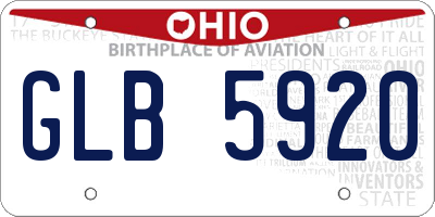 OH license plate GLB5920
