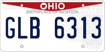 OH license plate GLB6313