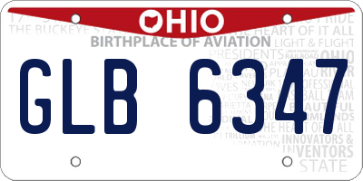 OH license plate GLB6347