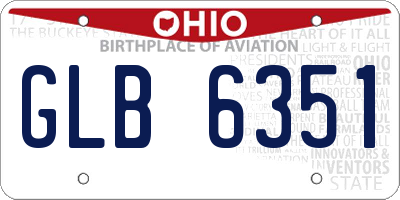 OH license plate GLB6351