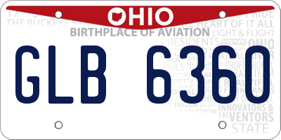 OH license plate GLB6360