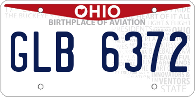 OH license plate GLB6372