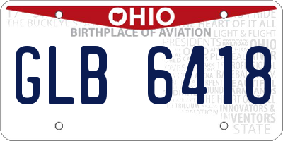 OH license plate GLB6418
