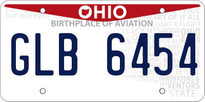 OH license plate GLB6454