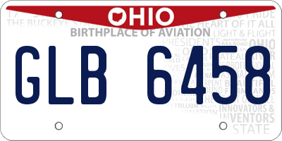 OH license plate GLB6458