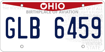 OH license plate GLB6459