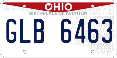 OH license plate GLB6463