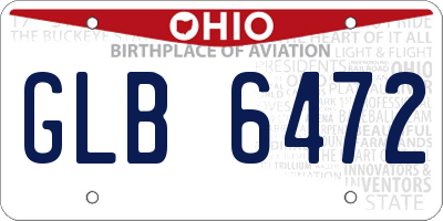 OH license plate GLB6472