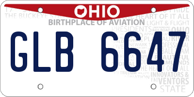OH license plate GLB6647