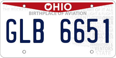OH license plate GLB6651