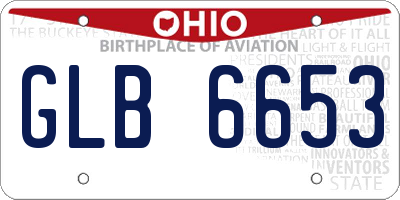 OH license plate GLB6653