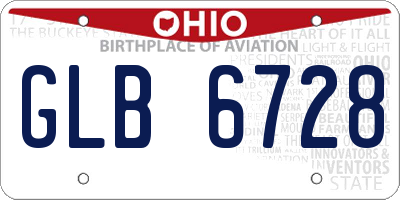 OH license plate GLB6728