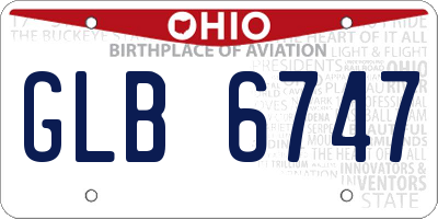 OH license plate GLB6747