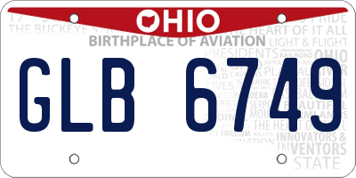 OH license plate GLB6749