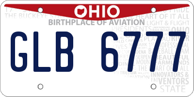 OH license plate GLB6777
