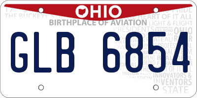 OH license plate GLB6854