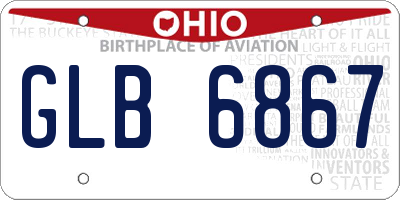 OH license plate GLB6867