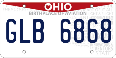 OH license plate GLB6868