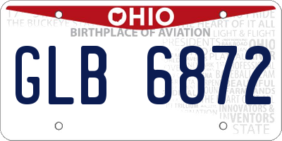 OH license plate GLB6872