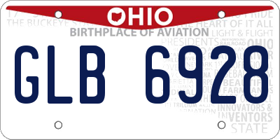 OH license plate GLB6928