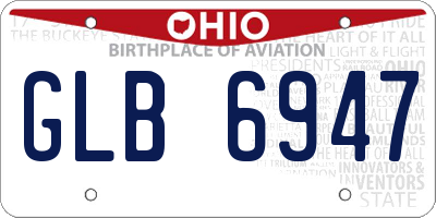 OH license plate GLB6947