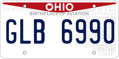 OH license plate GLB6990