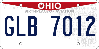 OH license plate GLB7012