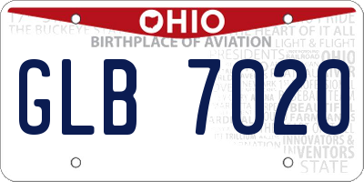 OH license plate GLB7020