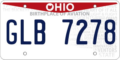 OH license plate GLB7278